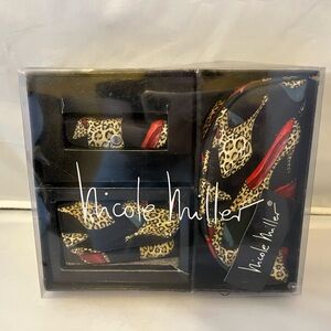 Nicole Miller Leopard and Red Accent Bag Set